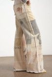 Retro Loose Print Straight Jeans GYAN-890