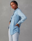 Fashion Long Sleeve Single Breasted Denim Shirt GYAN-16810