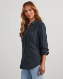 Fashion Long Sleeve Single Breasted Denim Shirt GYAN-16810