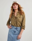 Fashion Long Sleeve Single Breasted Denim Shirt GYAN-16810