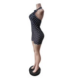 Polka Dots Print Halterneck Romper MEM-88681