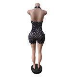 Polka Dots Print Halterneck Romper MEM-88681