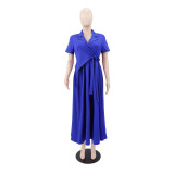 Solid Color Short Sleeve Maxi Dress GYLY-10991