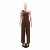 Single Shoulder Solid Color Bow-tie Jumpsuit GYLY-10729