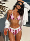 Stripe Print Halterneck Bikinis Swimsuit 2 Piece Set CSYZ-G695RX