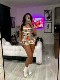 Pre Order: About 7 work days shipping Print Sexy Mini Dress YUEM-309211