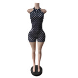 Polka Dots Print Halterneck Romper MEM-88681