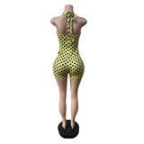 Polka Dots Print Halterneck Romper MEM-88681