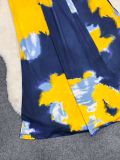 Print V Neck Ruchecd Maxi Dress GYLY-10998