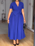 Solid Color Short Sleeve Maxi Dress GYLY-10991