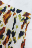 Solid Color Sleeveless Vest Print Pleated Long Skrits Suit GYLY-10928