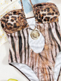 Leopard Print Hollow Out One Piece Swimsuit CSYZ-G639KY