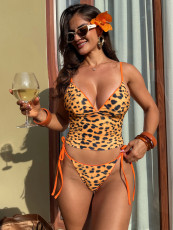 Leopard Print Tie Up Bikinis Swimsuit CSYZ-G675WX
