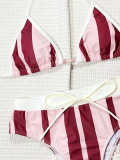 Stripe Print Halterneck Bikinis Swimsuit 2 Piece Set CSYZ-G695RX