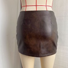 Retro PU Leather Mini Skirt GPBY-8139