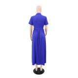 Solid Color Short Sleeve Maxi Dress GYLY-10991
