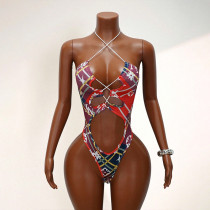 Sexy Print Patchwork One Piece Swimsuit GHYX-5245