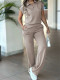 Solid Color Short Sleeve Two Piece Pants Set MIL-L320