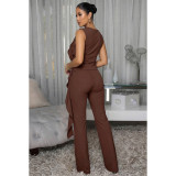 Solid Color Sleeveless Two Piece Pants Set ASL-6816