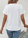 Lace V Neck Loose Patchwork Tops GYGE-26030