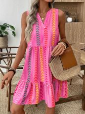 Bohemian Print Sleeveless Midi Dress GYGE-26003