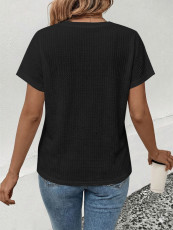 Lace V Neck Loose Patchwork Tops GYGE-26030
