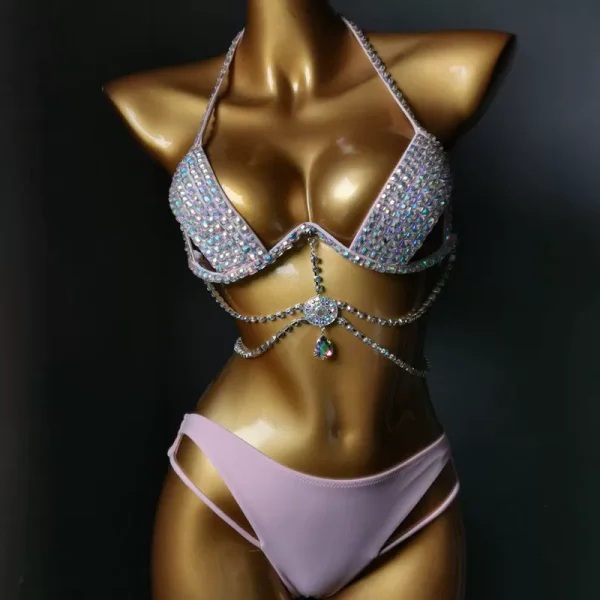 Diamond Tassel Halterneck Bikinis 2 Piece Swimsuit YWTT-2020001