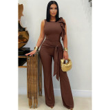 Solid Color Sleeveless Two Piece Pants Set ASL-6816