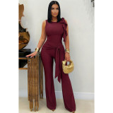 Solid Color Sleeveless Two Piece Pants Set ASL-6816