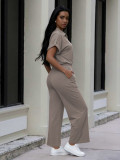 Solid Color Short Sleeve Two Piece Pants Set MIL-L320