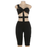 Rivet Sexy Hollow Out Backless Romper DLSF-K6Q01028A