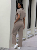 Solid Color Short Sleeve Two Piece Pants Set MIL-L320