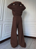 Color Block Zipper Hooded Tops Two Piece Pants Set MIL-L299