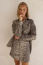 Retro Leopard Print Lapel Collar Coats GYAN-894