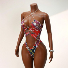 Sexy Print Patchwork One Piece Swimsuit GHYX-5245