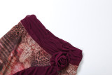 Sexy Print Flower Chain Top Irregular Long Skirt Two Piece Set XEF-K25S88469