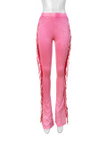 Solid Color Tassel Micro Flare Pants CH-24049