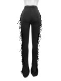 Solid Color Tassel Micro Flare Pants CH-24049