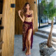 Sexy Print Flower Chain Top Irregular Long Skirt Two Piece Set XEF-K25S88469