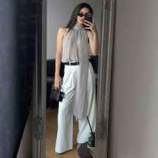 Solid-Color Chiffon Sleeveless Tops GSZM-D26TP029