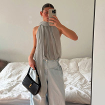 Solid-Color Chiffon Sleeveless Tops GSZM-D26TP029