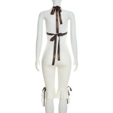 Halterneck Sleeveless Backless Seventh Jumpsuit GSZM-C26JP028