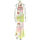 Sleeveless Print Slim Maxi Dress GJYO-303388