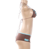 Sexy Halterneck Print Tie Up Bikinis 2 Piece Set XEF-K25S89979