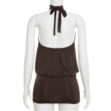 Sleeveless Tie Up Backless Mini Dress GSZM-J26DS023