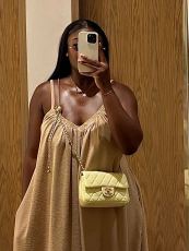 V Neck Solid Color Loose Sling Maxi Dress GCNE-73482