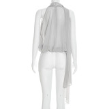 Solid-Color Chiffon Sleeveless Tops GSZM-D26TP029