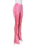 Solid Color Tassel Micro Flare Pants CH-24049