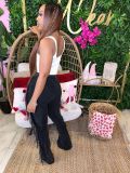 Solid Color Tassel Micro Flare Pants CH-24049