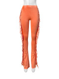 Solid Color Tassel Micro Flare Pants CH-24049